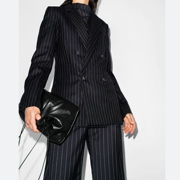 Vintage Piazza Sempione Stretch Wool Pinstripe Double Breasted Jacket Blazer L - Picture 1 of 12
